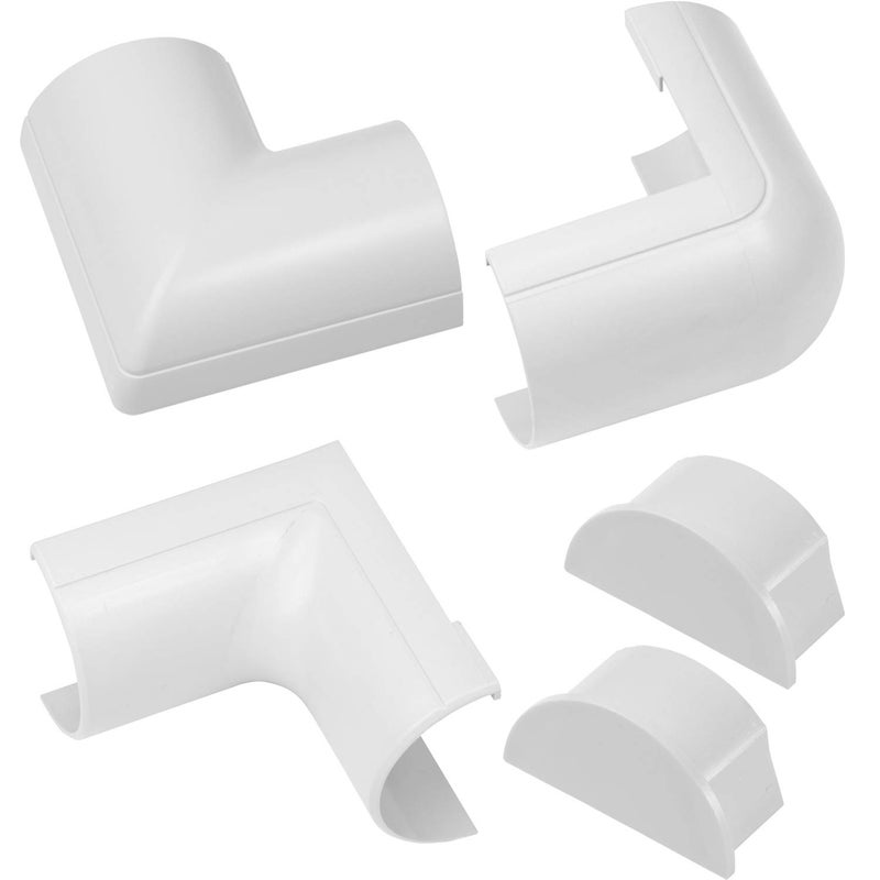 D-Line Large Cable Raceway Accessory Pack, Join 2in x 1in Cord Cover Lengths, 5 Accessories Included, Hide Cords Around a Variety of Angles - White - Image 1